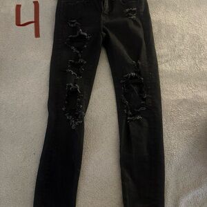 Distressed Black Women Jeans